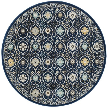 Safavieh 6 ft. 7 in. x 6 ft. 7 in. Round Evoke Power Loomed Rug, Royal & Ivory EVK210A-7R